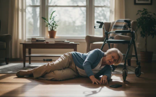 Old people falling in the home.