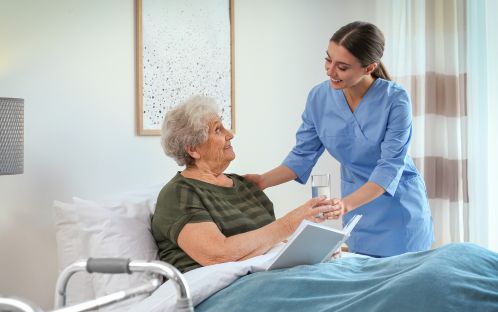 Elderly people lying down