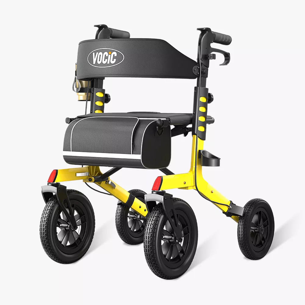 VOCIC Z57 Outdoor Rollator Walker with 12" All Terrain Big Wheels