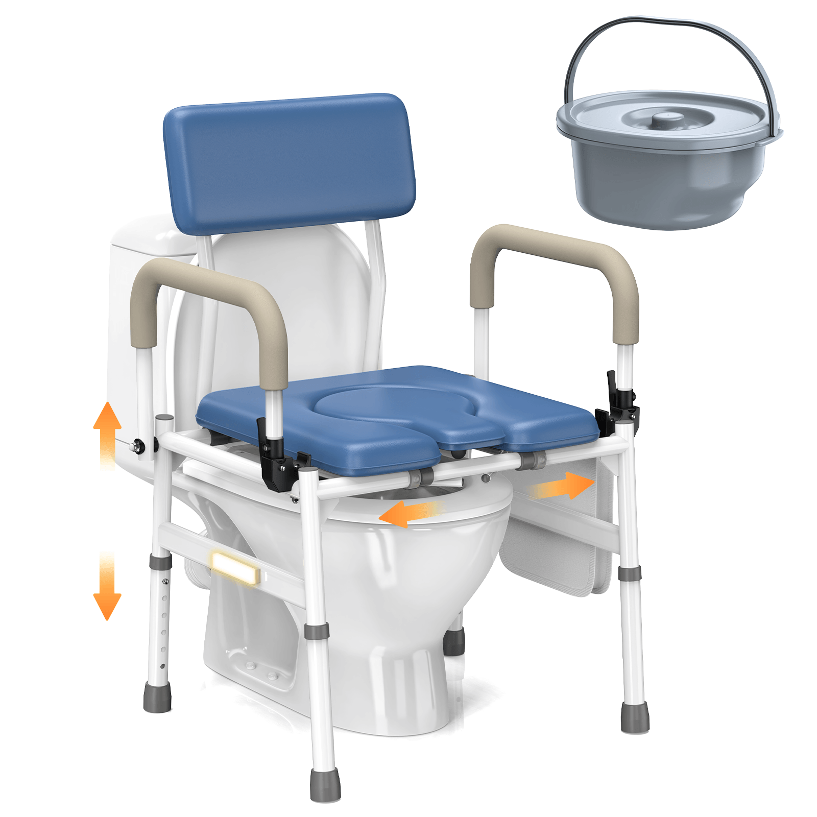 VOCIC 3-in-1 Rolling Bedside Commode Chair for Seniors & Home Care, YR11