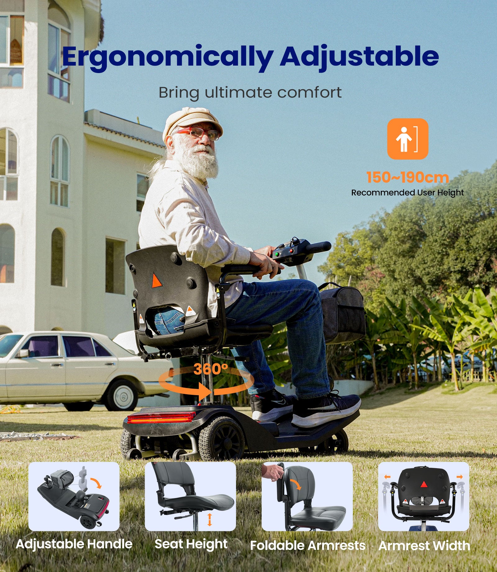 VOCIC D50 Flexible Lightweight 4 Wheel Mobility Scooter