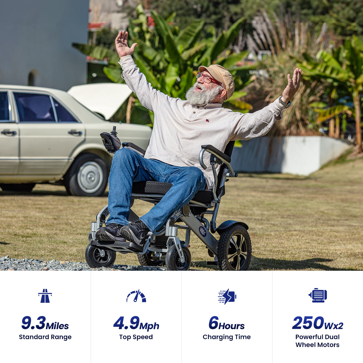 Used VOCIC V53 Lightweight Foldable Power Wheelchair
