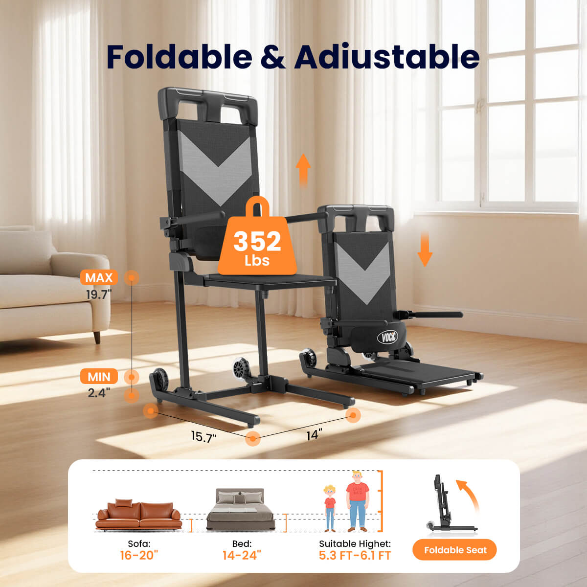 VOCIC AX25 Electric Floor Lift with 2 Wheels