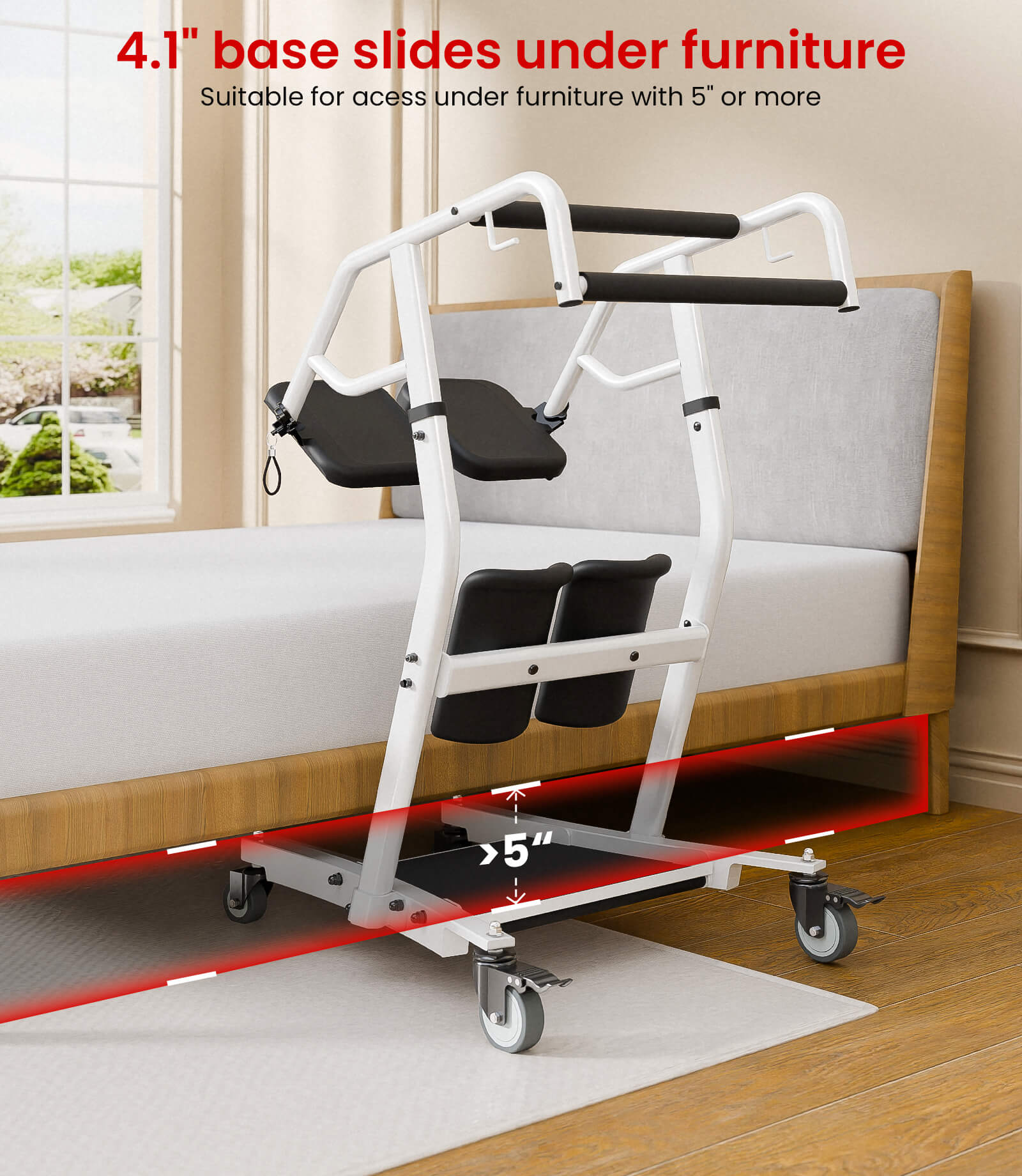 VOCIC Sit to Stand Lift, Patient Transport Unit, Two-Step Swivel Seat with Pull-Tab, AY03+ Standard
