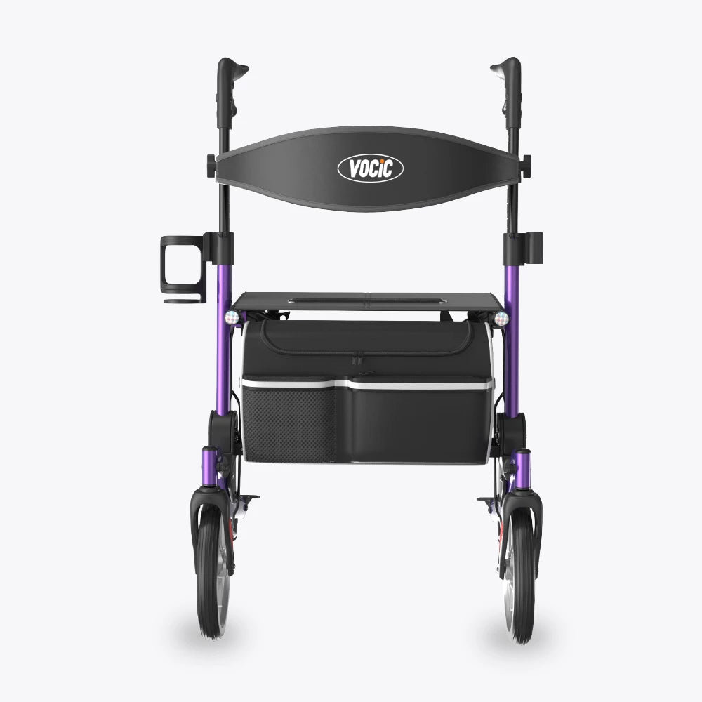 VOCIC 9.5" Wheels Ultralight Walker for Seniors with Seat, Z36