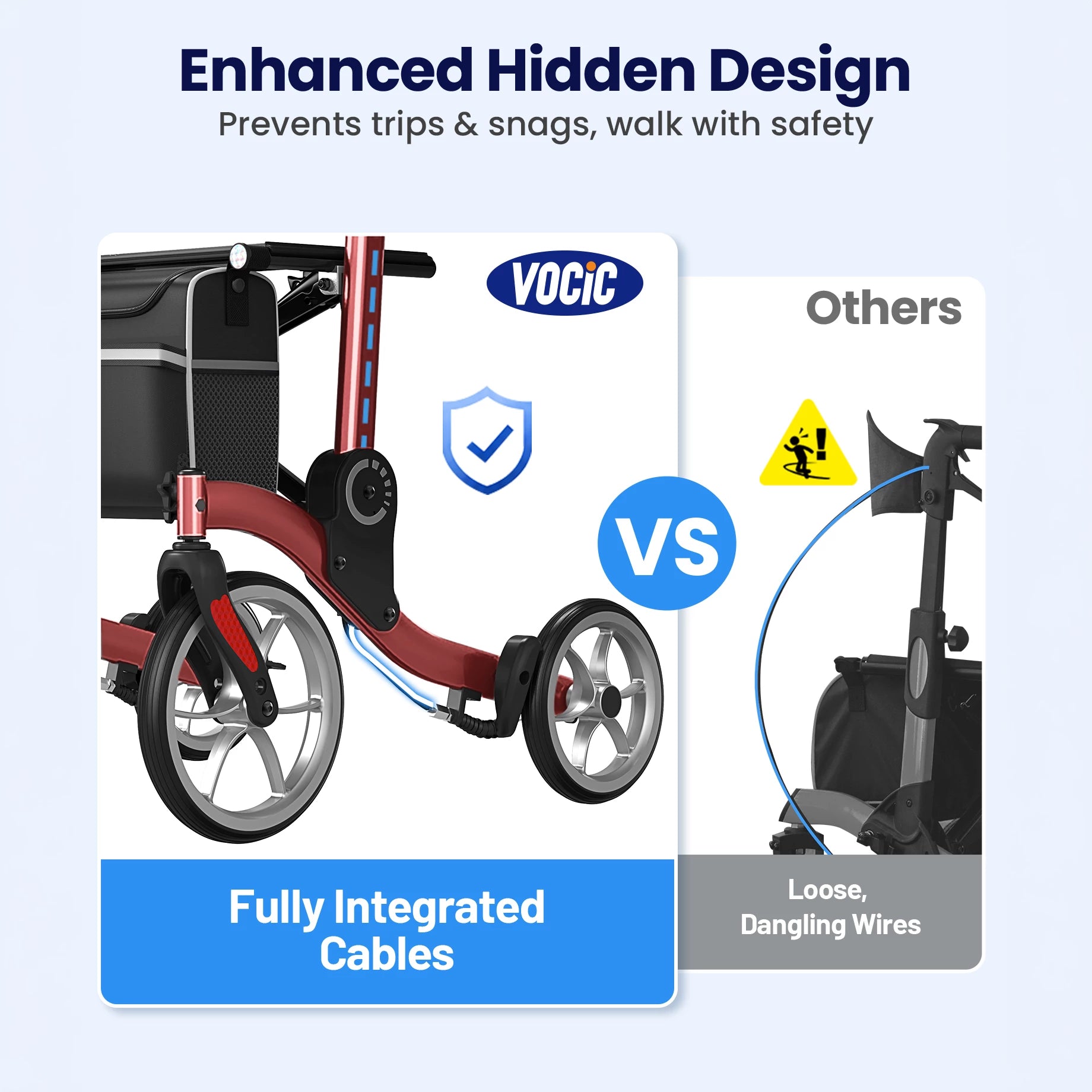 VOCIC 9.5" Wheels Ultralight Walker for Seniors with Seat, Z36