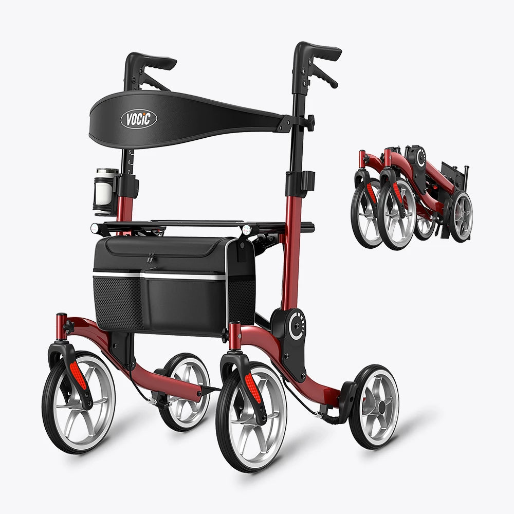 VOCIC 9.5" Wheels Ultralight Walker for Seniors with Seat, Z36