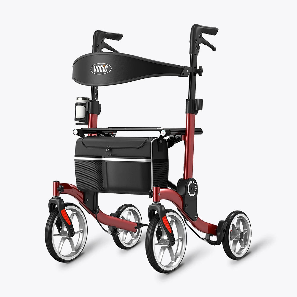 VOCIC 9.5" Wheels Ultralight Walker for Seniors with Seat, Z36