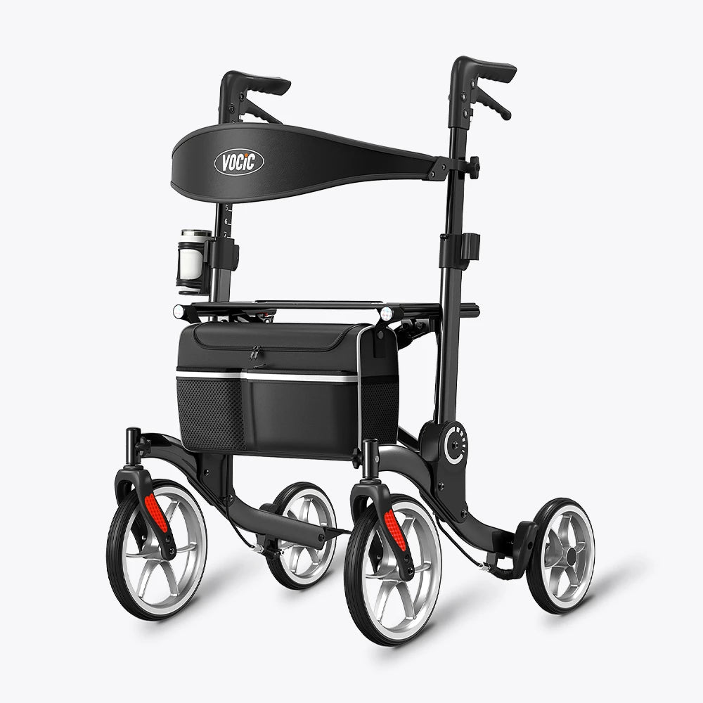 VOCIC 9.5" Wheels Ultralight Walker for Seniors with Seat, Z36
