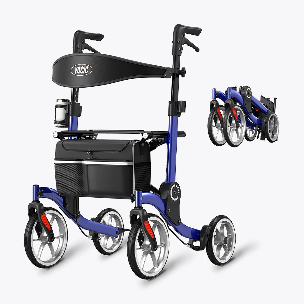 VOCIC 9.5" Wheels Ultralight Walker for Seniors with Seat, Z36