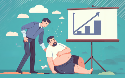 A man is helping a man with obesity standing