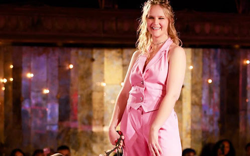 Pink Girl Lindsay Shines at NYFW Show with V53 Wheelchair