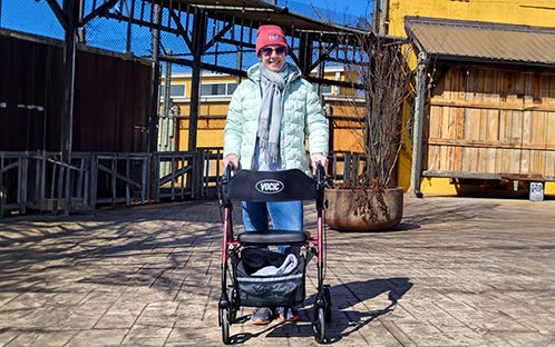 Colleen McKenzie with Z21 Rollator Walker outside