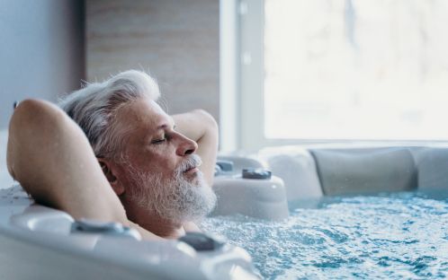 Elderly people bathing in bathtub