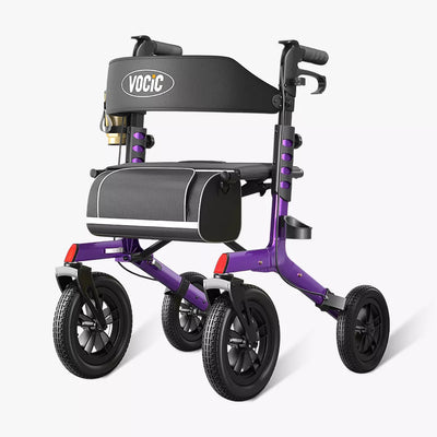 VOCIC Z57 Outdoor Rollator Walker with 12" All Terrain Big Wheels