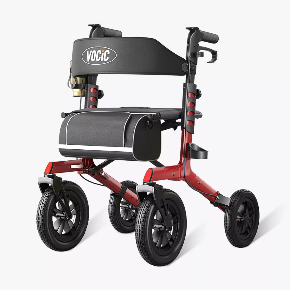 VOCIC Z57 Outdoor Rollator Walker with 12" All Terrain Big Wheels