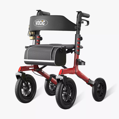 VOCIC Z57 Outdoor Rollator Walker with 12" All Terrain Big Wheels
