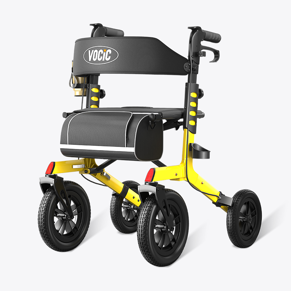 VOCIC Z57 Outdoor Rollator Walker with 12" All Terrain Big Wheels