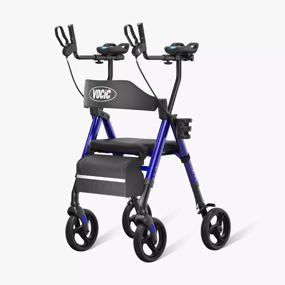 VOCIC Z22 Upright Walker with Seat, Upright Foldable Rollator