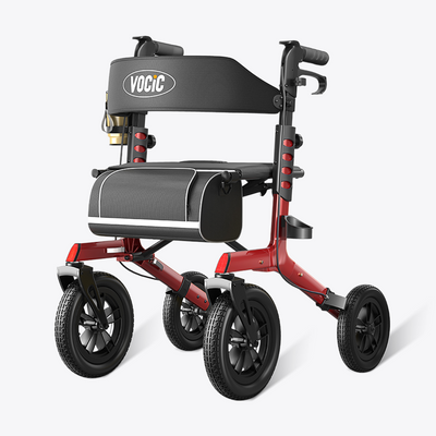 VOCIC Z57 Outdoor Rollator Walker with 12" All Terrain Big Wheels