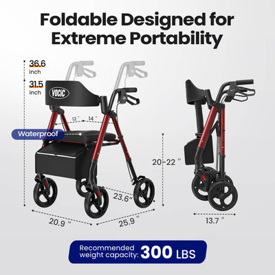 VOCIC Z21 Lightweight Rollator Walker