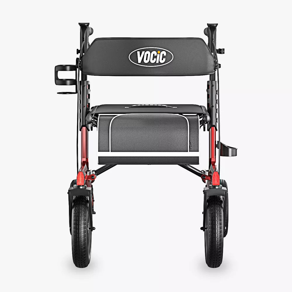 VOCIC Z57 Outdoor Rollator Walker with 12" All Terrain Big Wheels