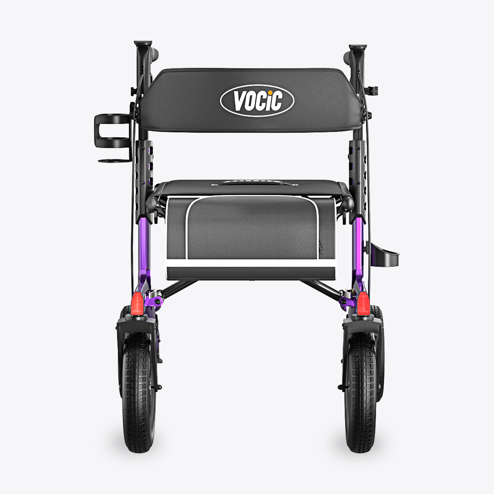 VOCIC Z57 Outdoor Rollator Walker with 12" All Terrain Big Wheels