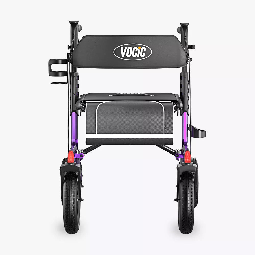 VOCIC Z57 Outdoor Rollator Walker with 12" All Terrain Big Wheels