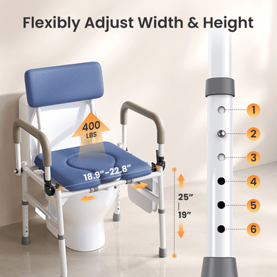 VOCIC 3-in-1 Rolling Bedside Commode Chair for Seniors & Home Care, YR11