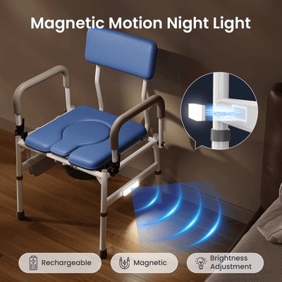 VOCIC 3-in-1 Rolling Bedside Commode Chair for Seniors & Home Care, YR11