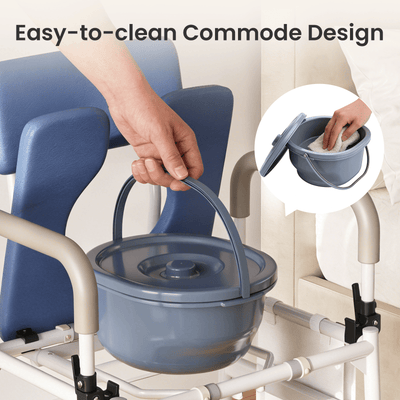 VOCIC 3-in-1 Rolling Bedside Commode Chair for Seniors & Home Care, YR11