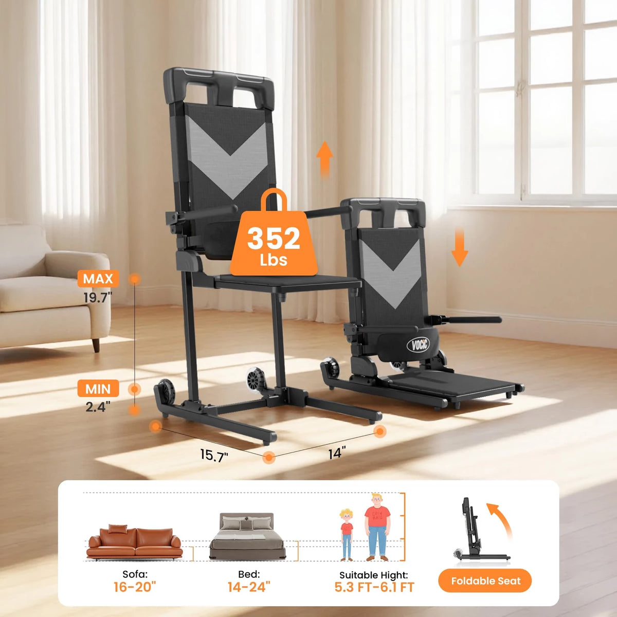 VOCIC AX25 Electric Floor Lift with 2 Wheels