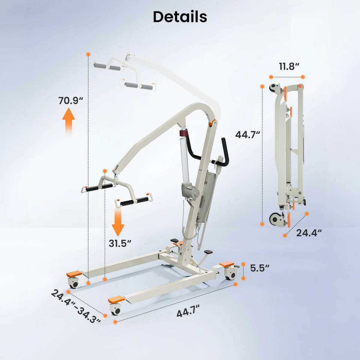 VOCIC Electric Transfer Hoyer Lift with Sling