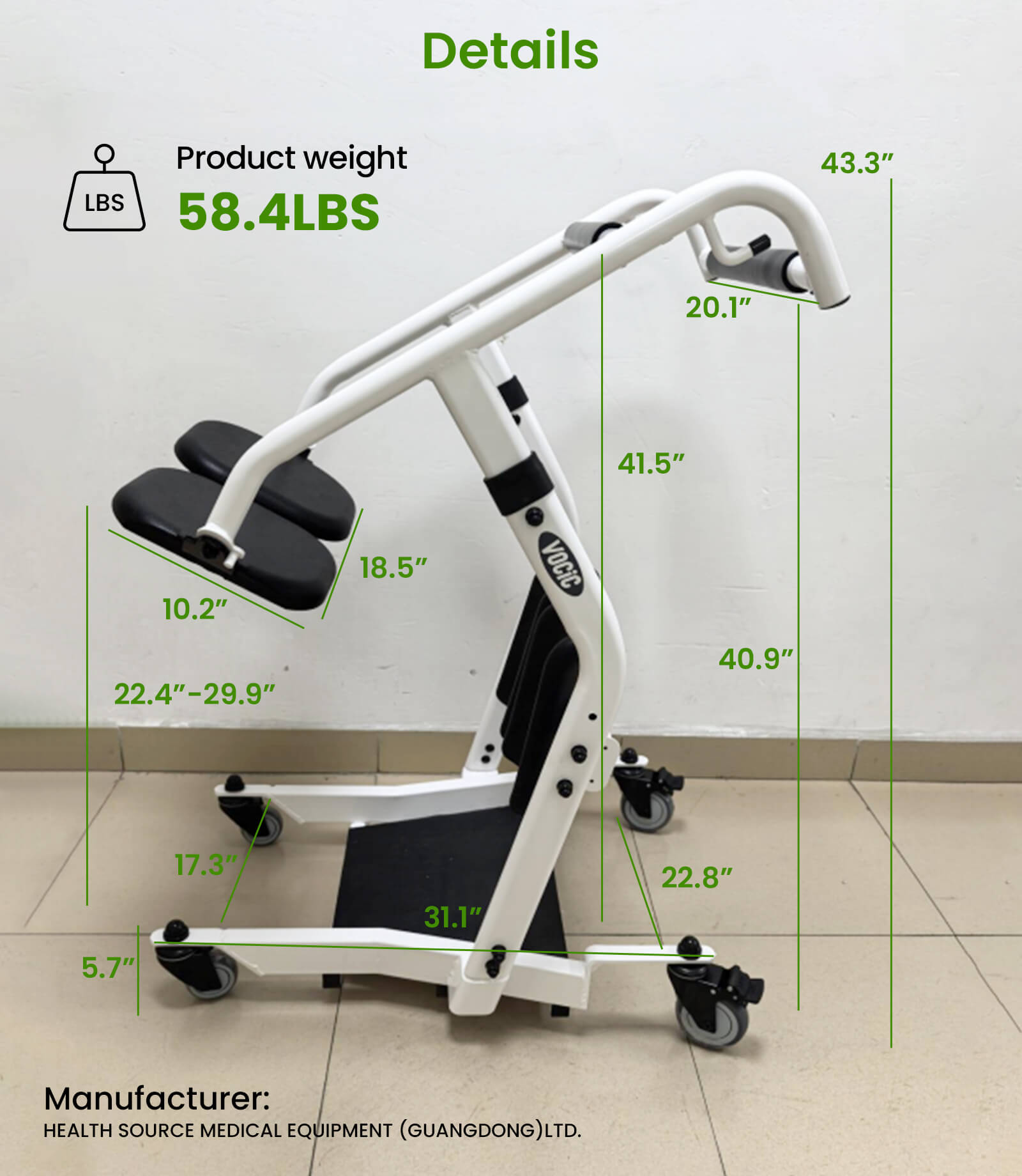 VOCIC Upgrade Sit to Stand Lift, One-Step Swivel Seat, Stand Assist Lift for Elderly, Pedal height: 2.4 inches, Net Weight 58 lbs, AY03 PRO