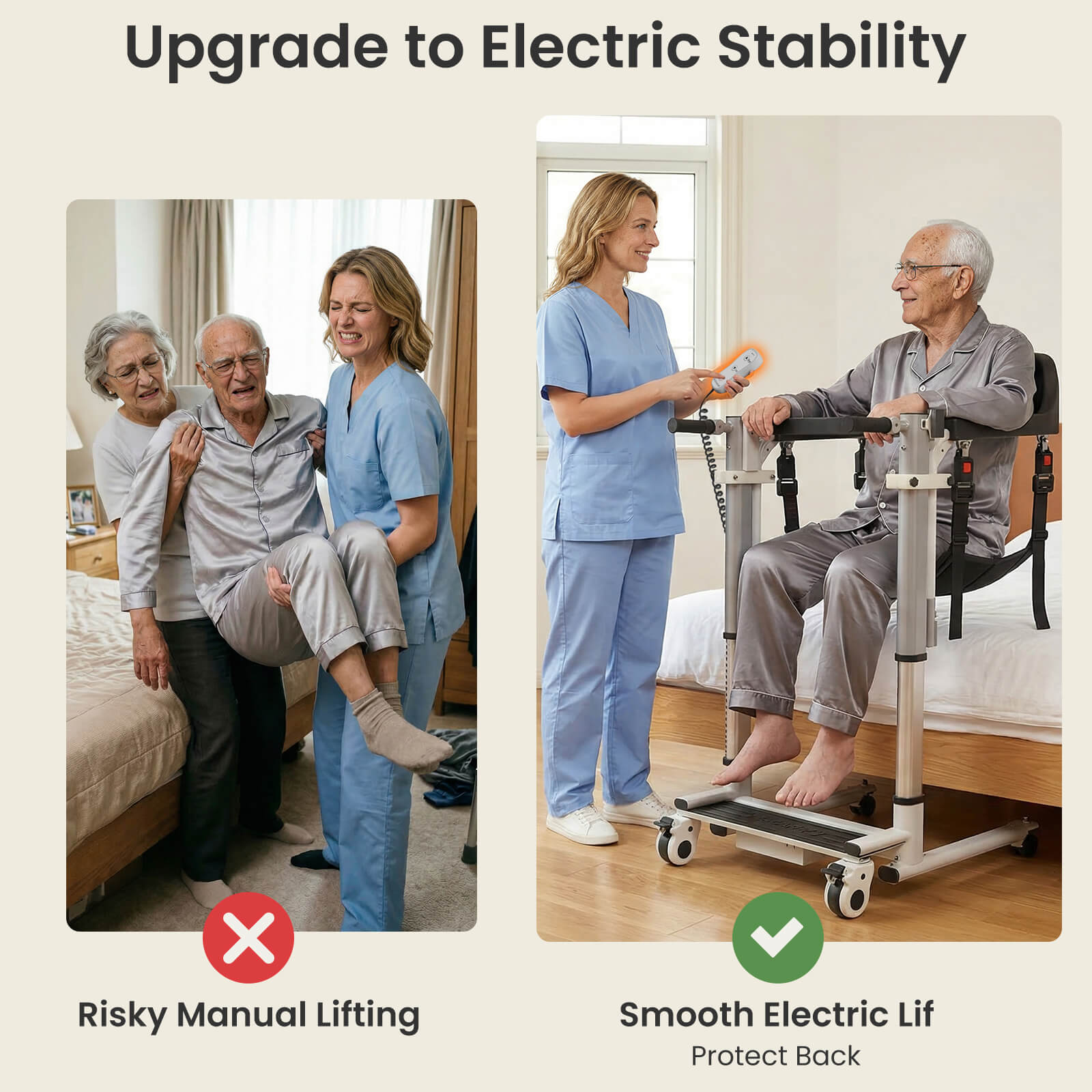VOCIC Electric Transfer Lift Chair for Home Care, AY08