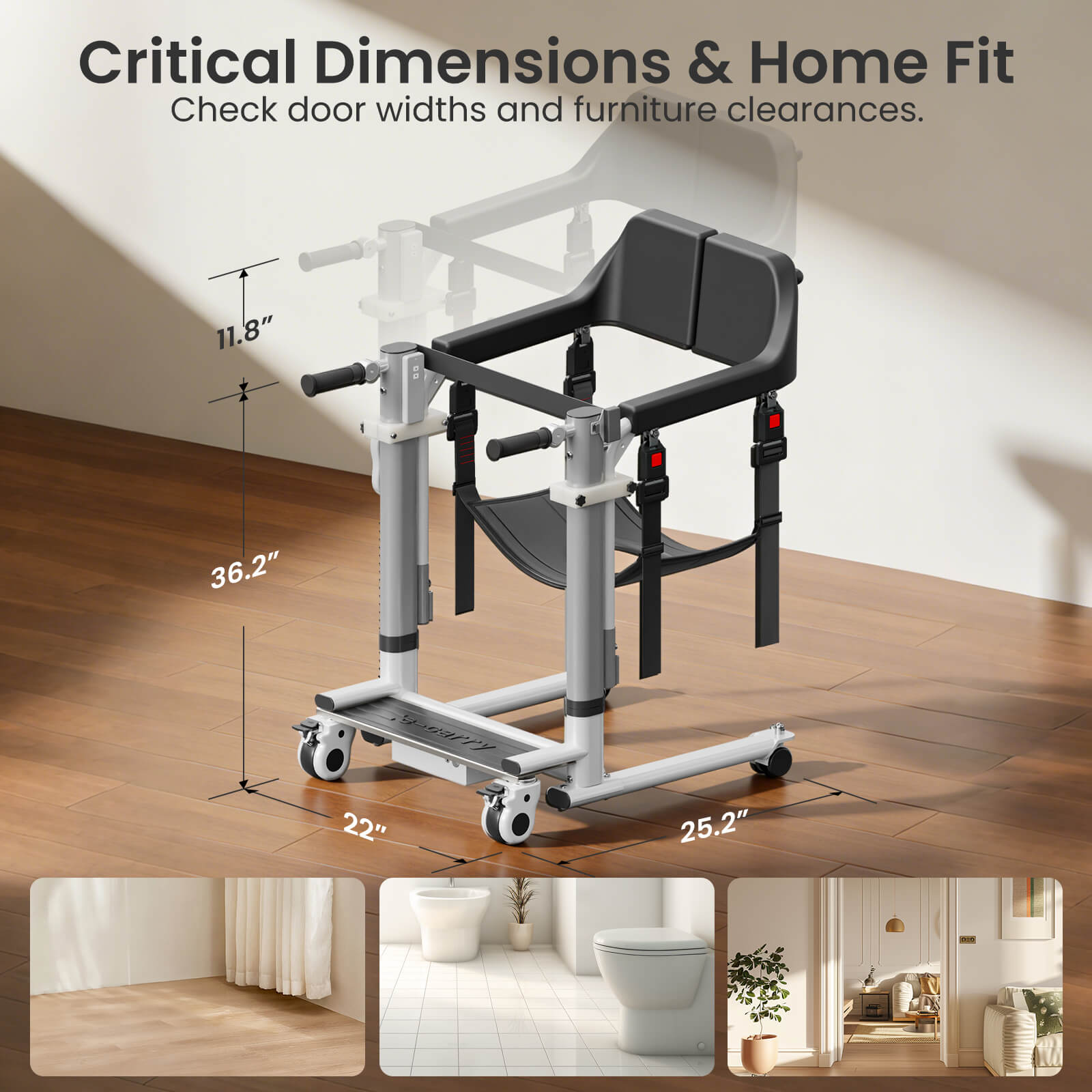 VOCIC Electric Transfer Lift Chair for Home Care, AY08