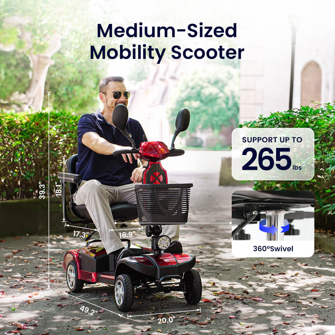 VOCIC ExplorerPro Steady Upgraded 4 Wheel Mobility Scooter