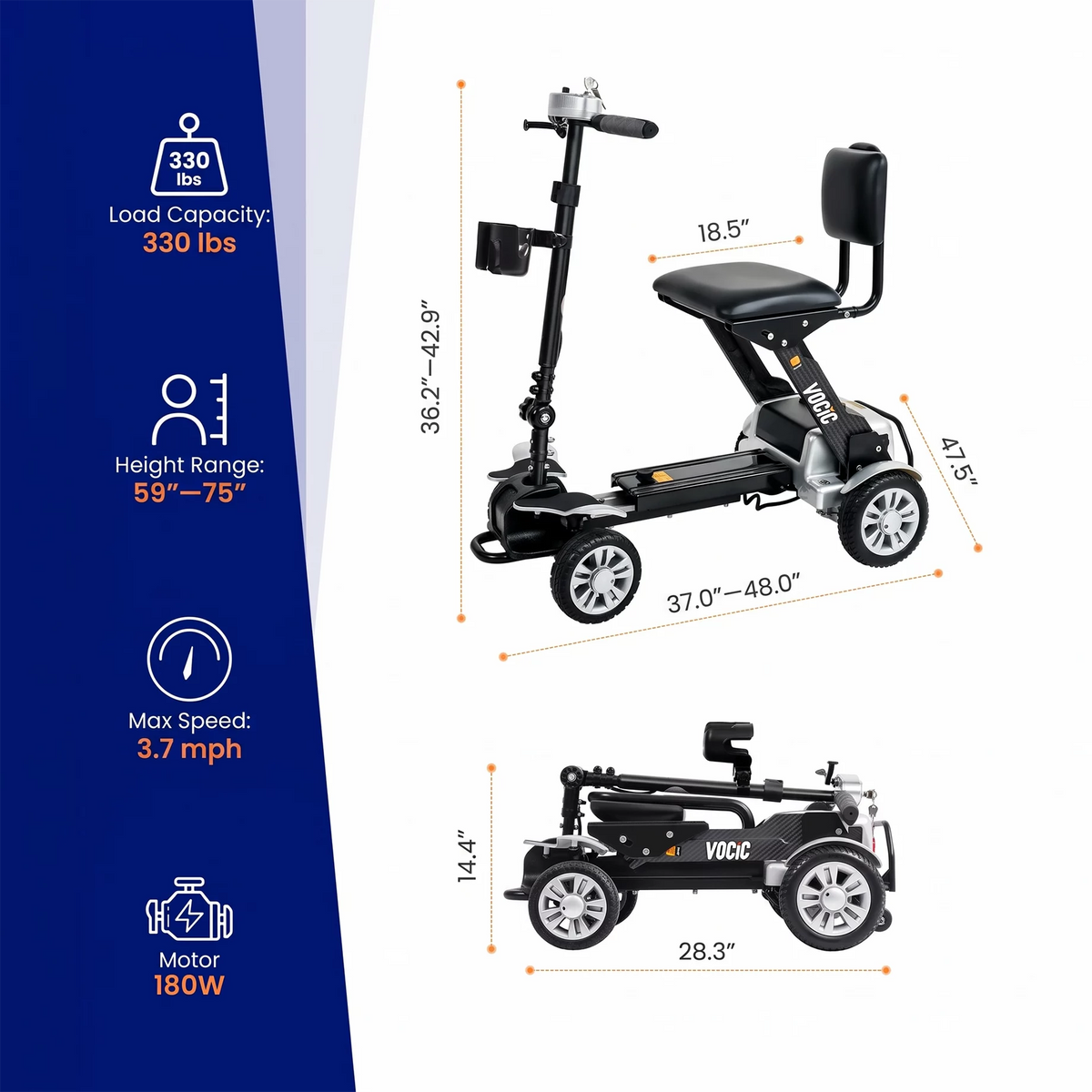 VOCIC D71 Ultra-lightweight Travel Mobility Scooter