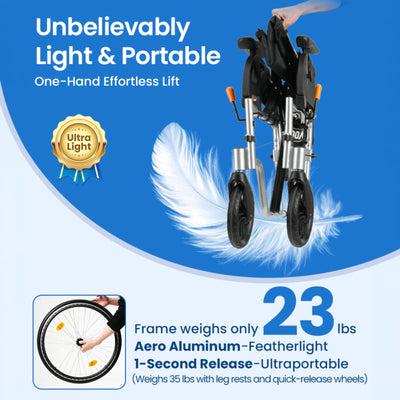 VOCIC Ultra Lightweight Manual Wheelchair, U32