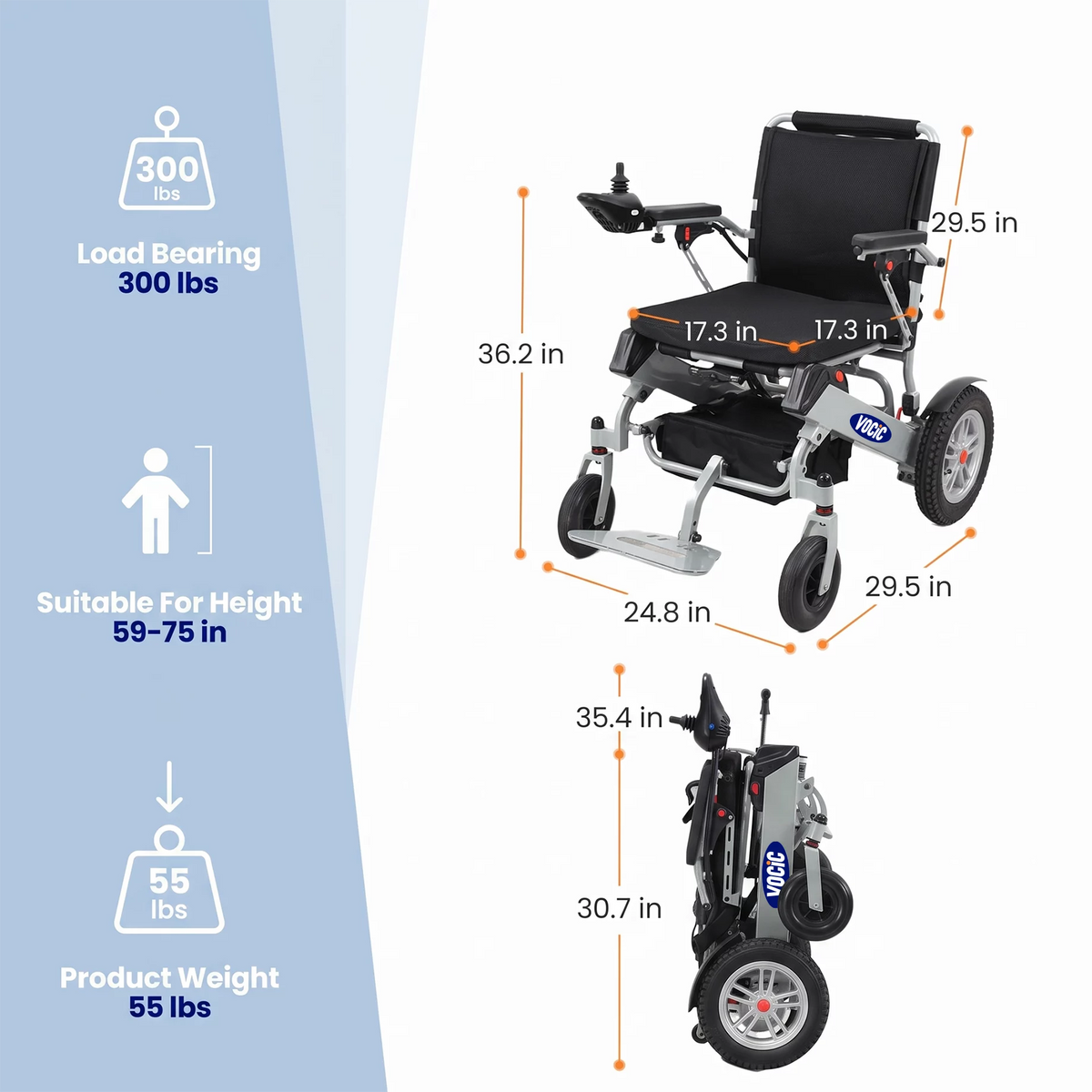 VOCIC V62 Airline Approved Power Wheelchair 20AH