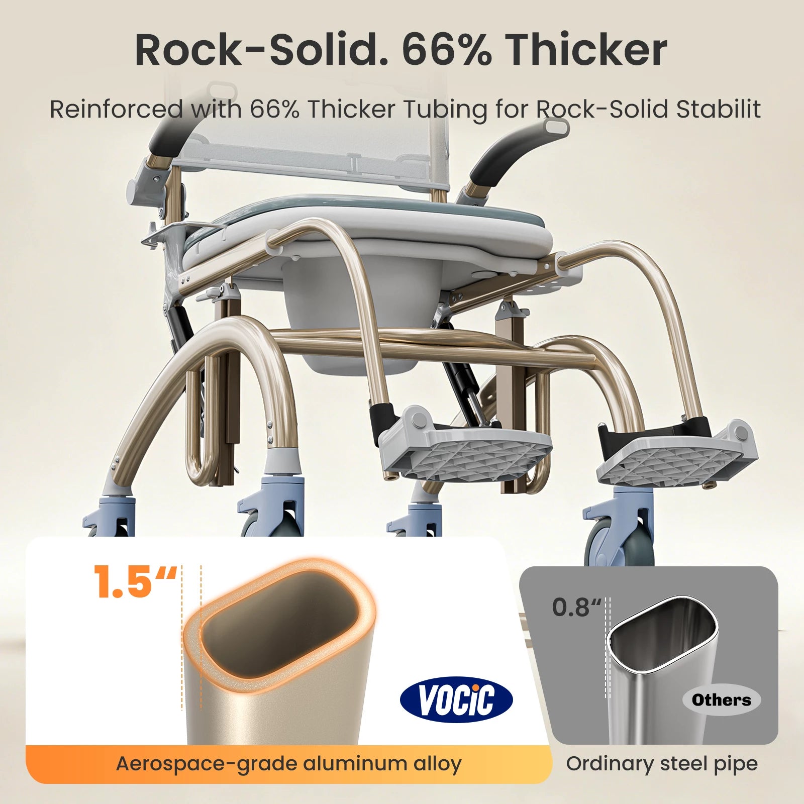 VOCIC Reclining Shower Chair with Wheels