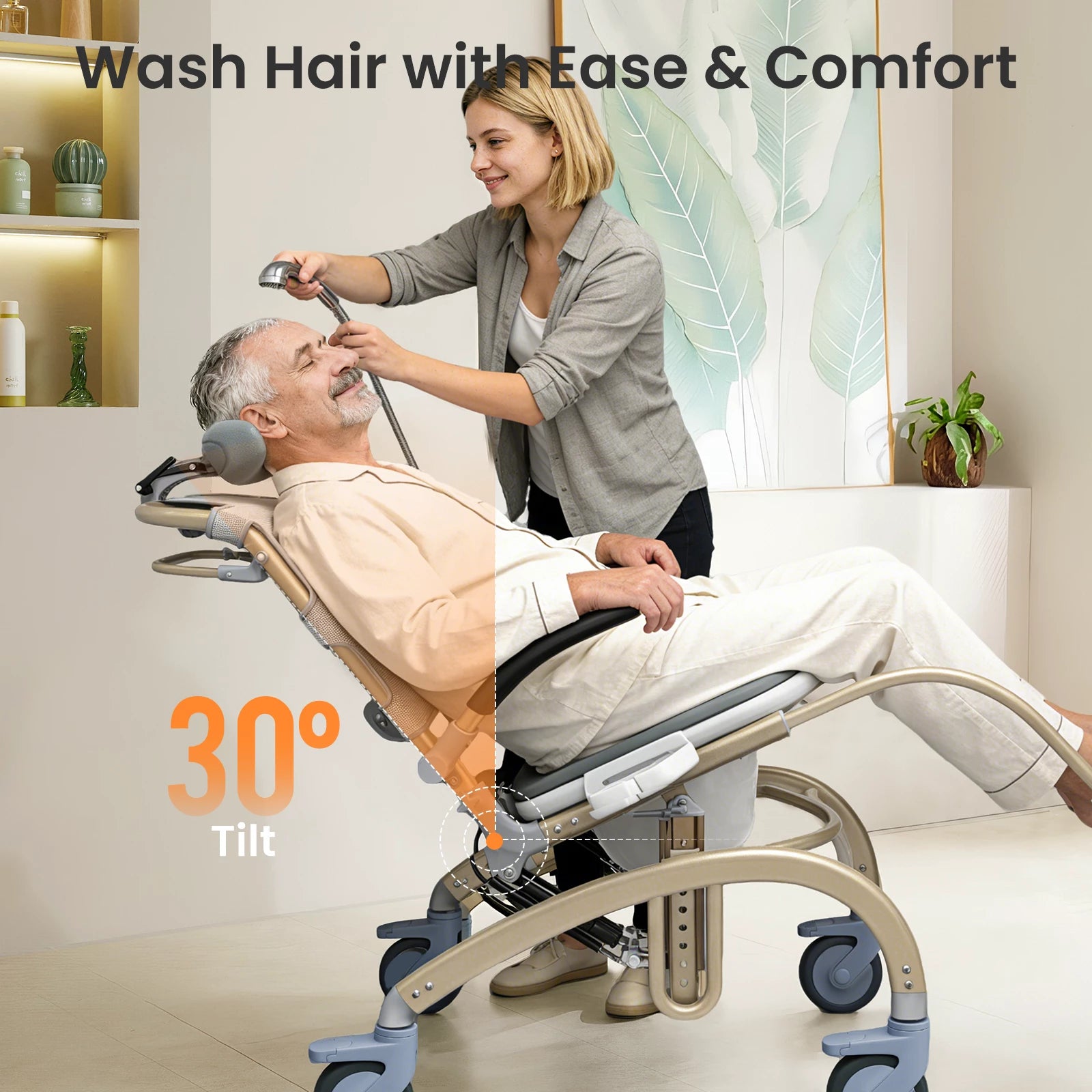 VOCIC Reclining Shower Chair with Wheels