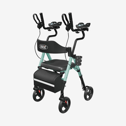 VOCIC Z22 Upright Walker with Seat, Upright Foldable Rollator