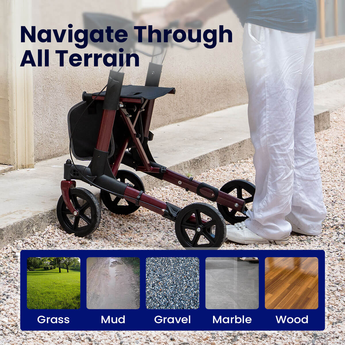 VOCIC Z23 All Terrain Rollator Walker With Seat