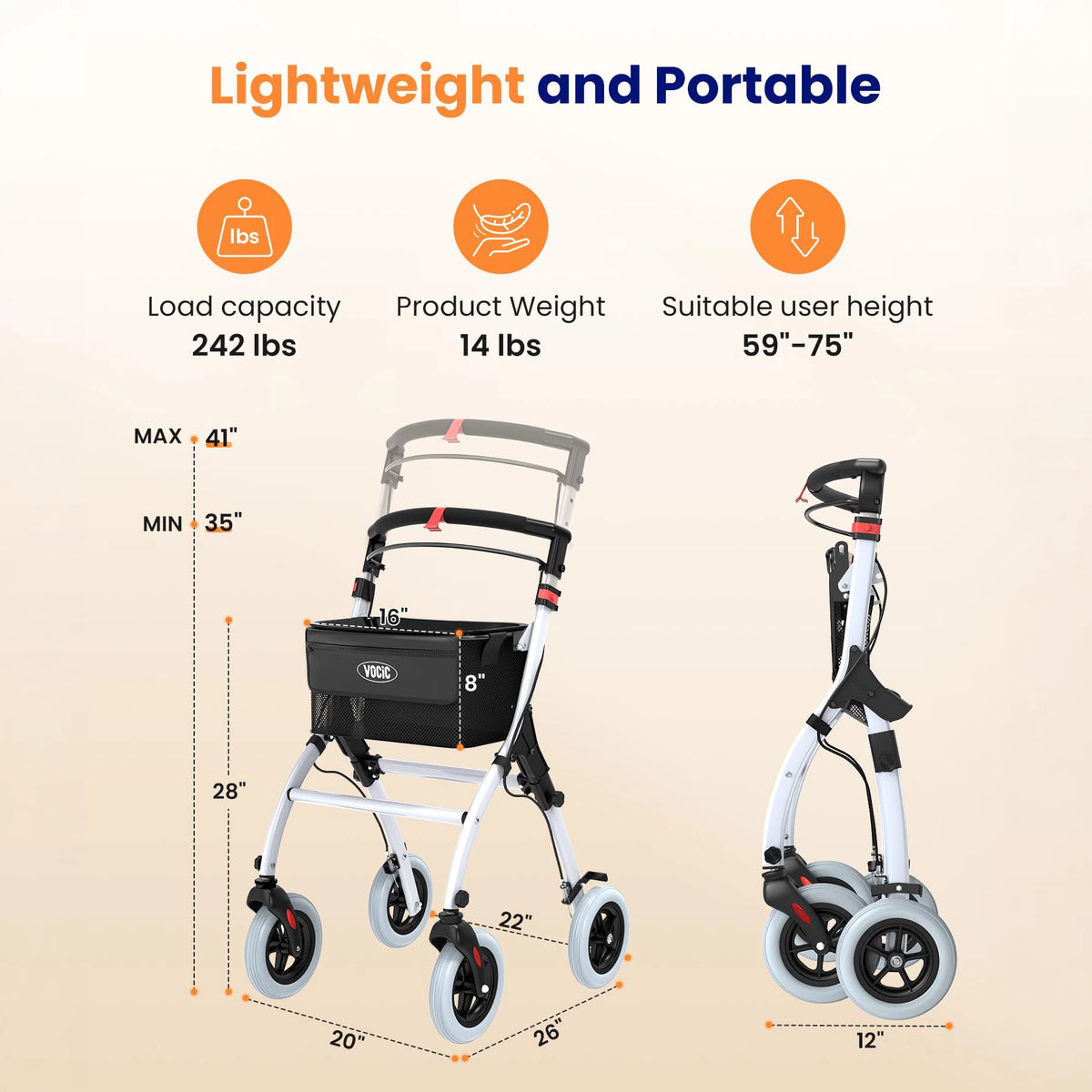 VOCIC Z32 Narrow Walkers for Small Spaces