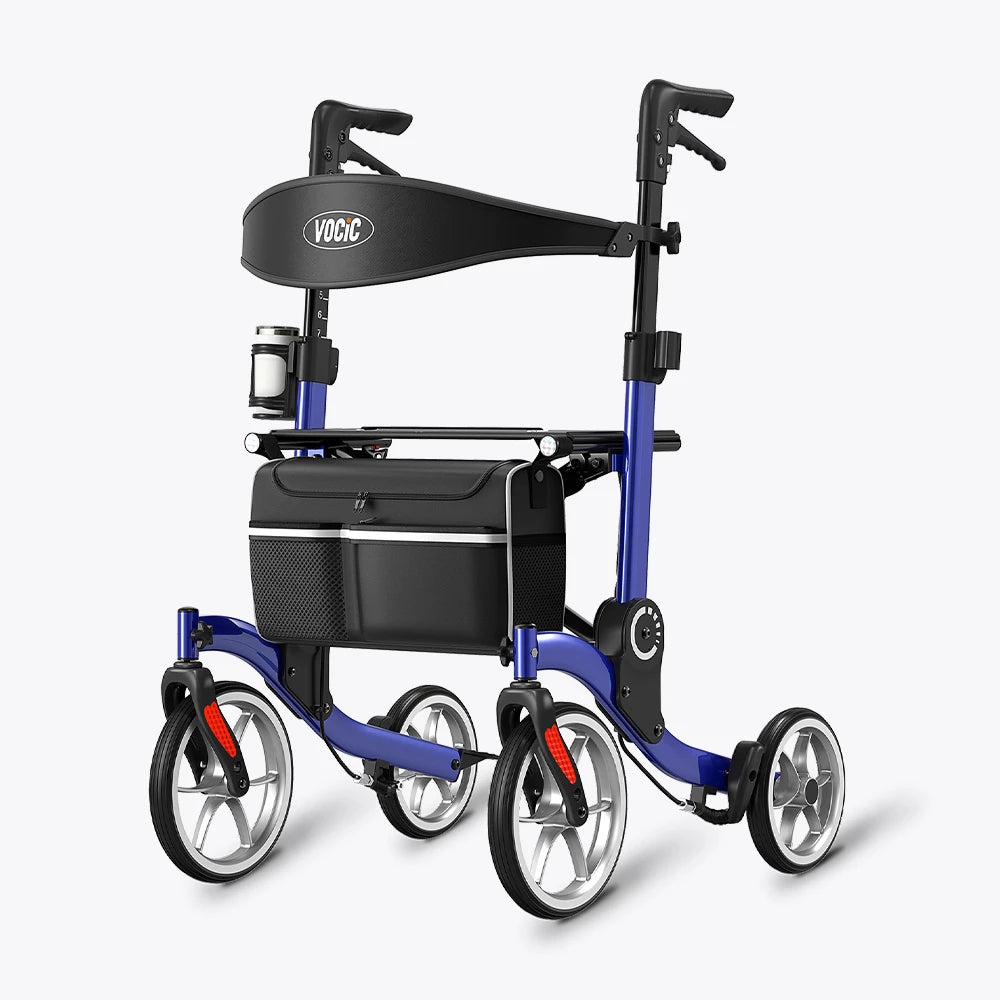 VOCIC 9.5" Wheels Ultralight Walker for Seniors with Seat, Z36