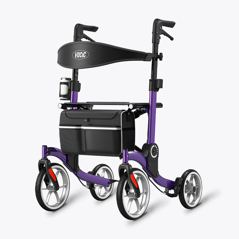 VOCIC 9.5" Wheels Ultralight Walker for Seniors with Seat, Z36