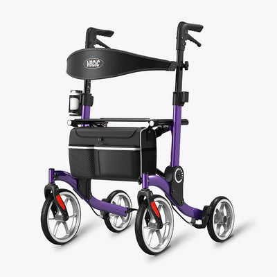 VOCIC 9.5" Wheels Ultralight Walker for Seniors with Seat, Z36