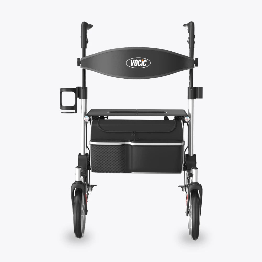 VOCIC 9.5" Wheels Ultralight Walker for Seniors with Seat, Z36
