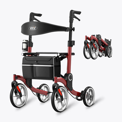VOCIC 9.5" Wheels Ultralight Walker for Seniors with Seat, Z36